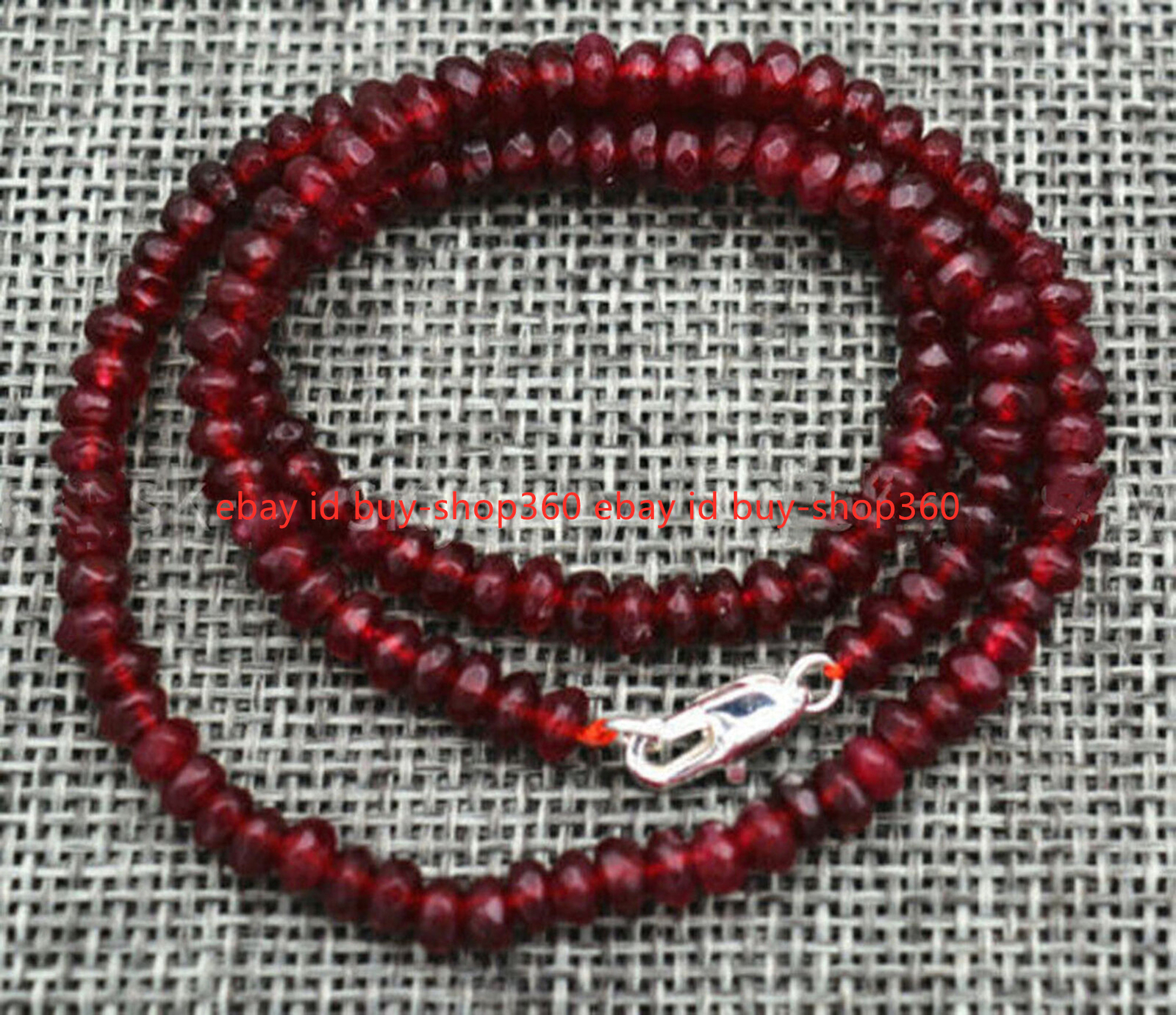 2x4mm Faceted Dark Red Garnet Rondelle Gemstone Beads Necklace 14-30in