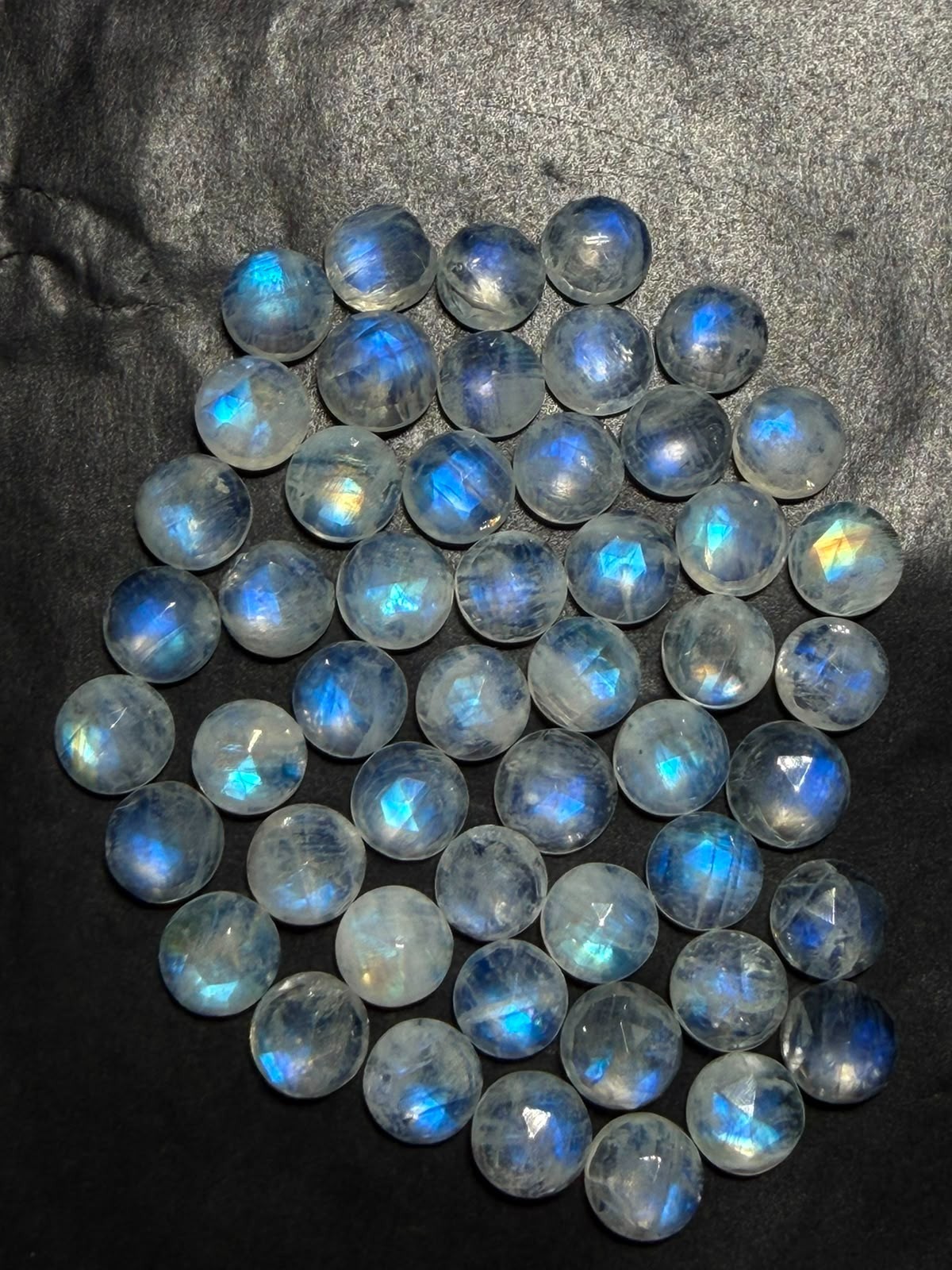 Rainbow Moonstone A One Quality 7 mm Natural Moonstone Rose Cut Loose Gemstone