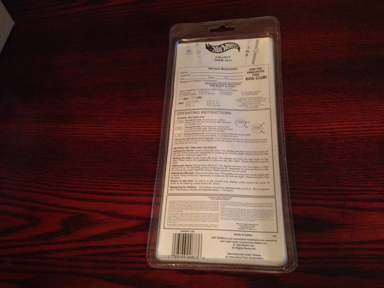 1994 Hot Wheels Wrist Watch Factory Sealed -Race Hard Finish 1st –