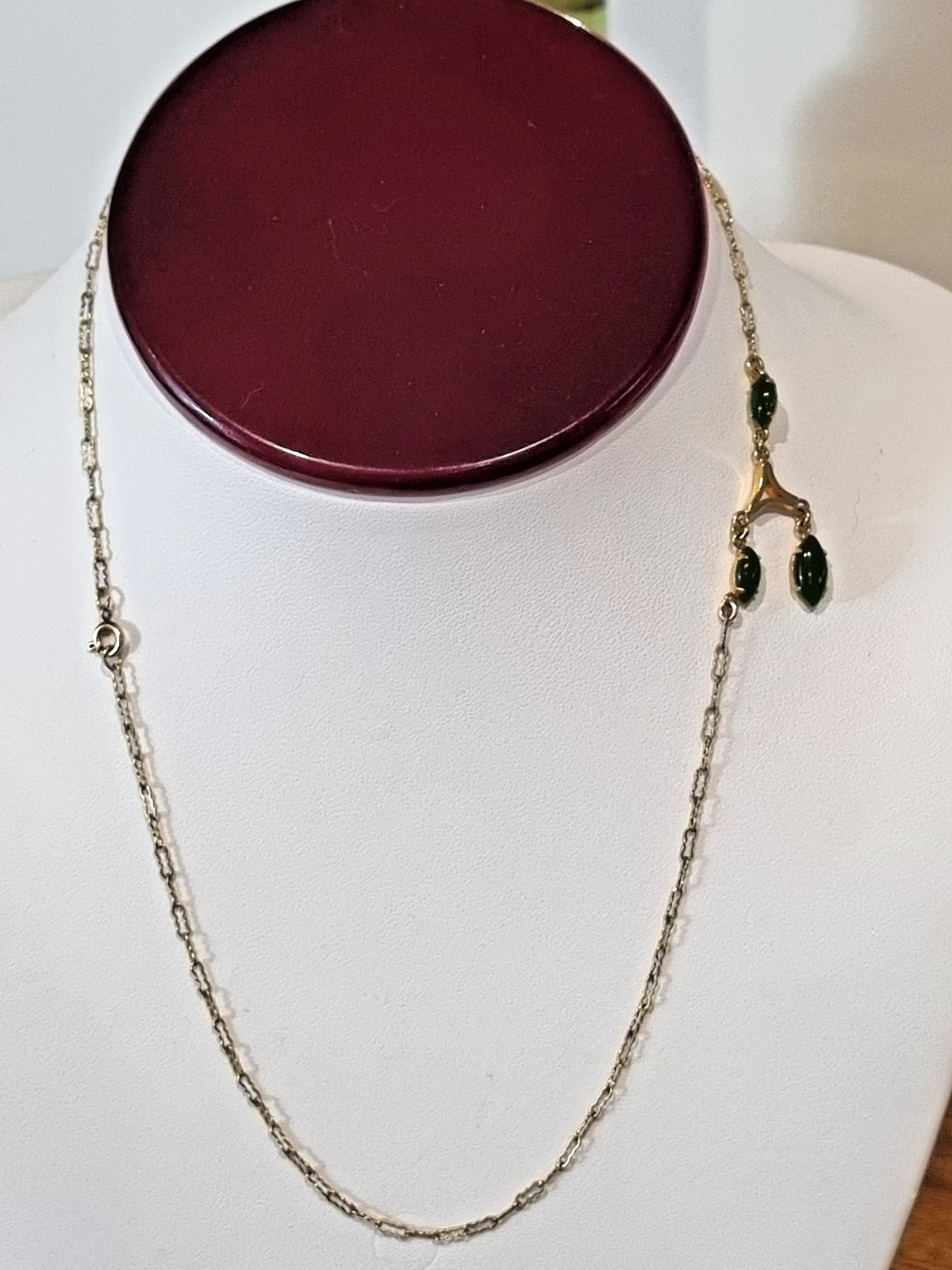Vintage Rare Collectible c1940s -50s ART 12k gold fill Real Jade Necklace Video