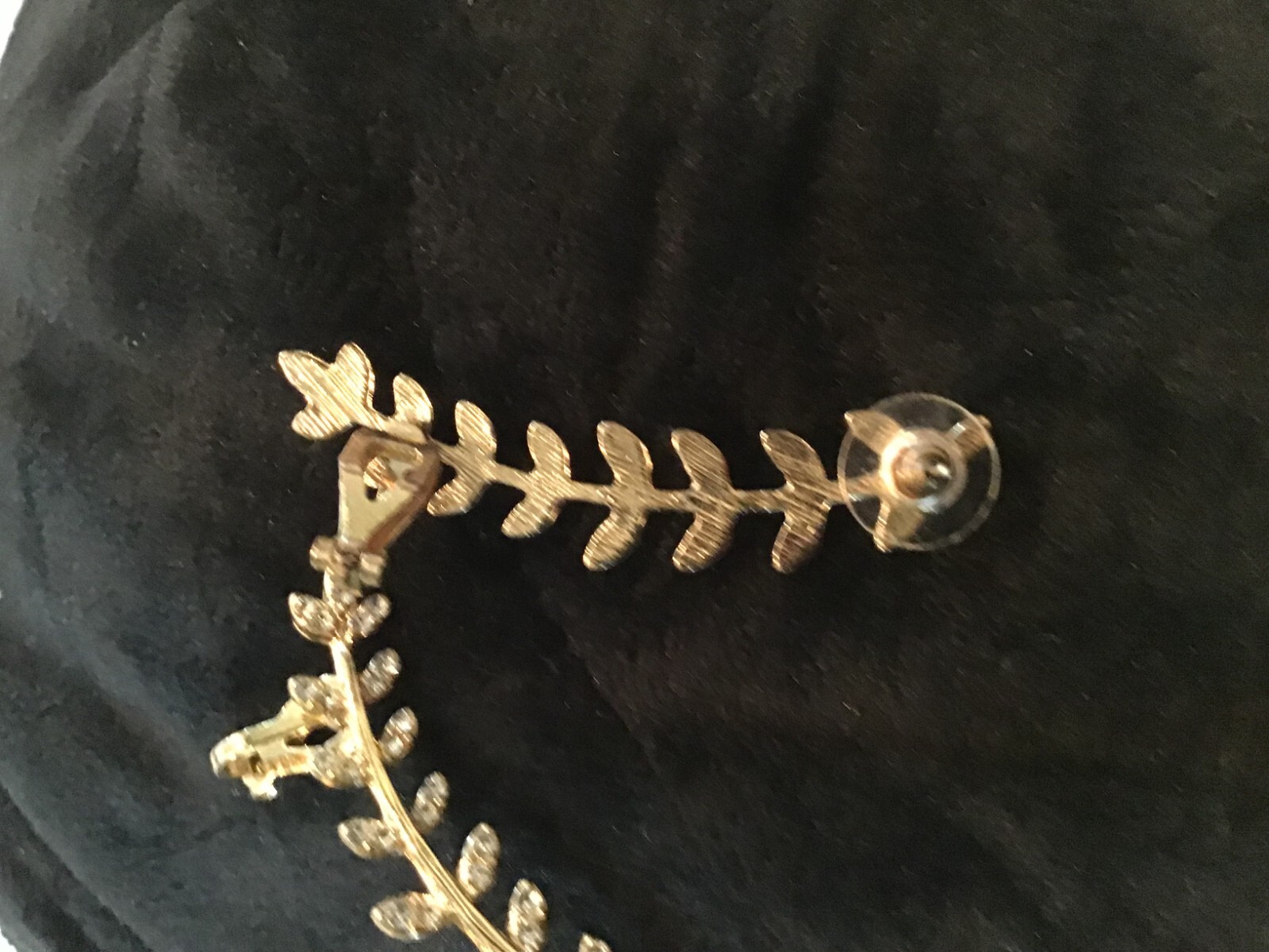 Goldtoned Leaf Rhinestone Crawler Cuff Climber Earrings