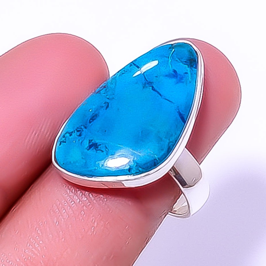 Shattuckite Gemstone Handmade Silver Plated Ring s.9 R1976-21
