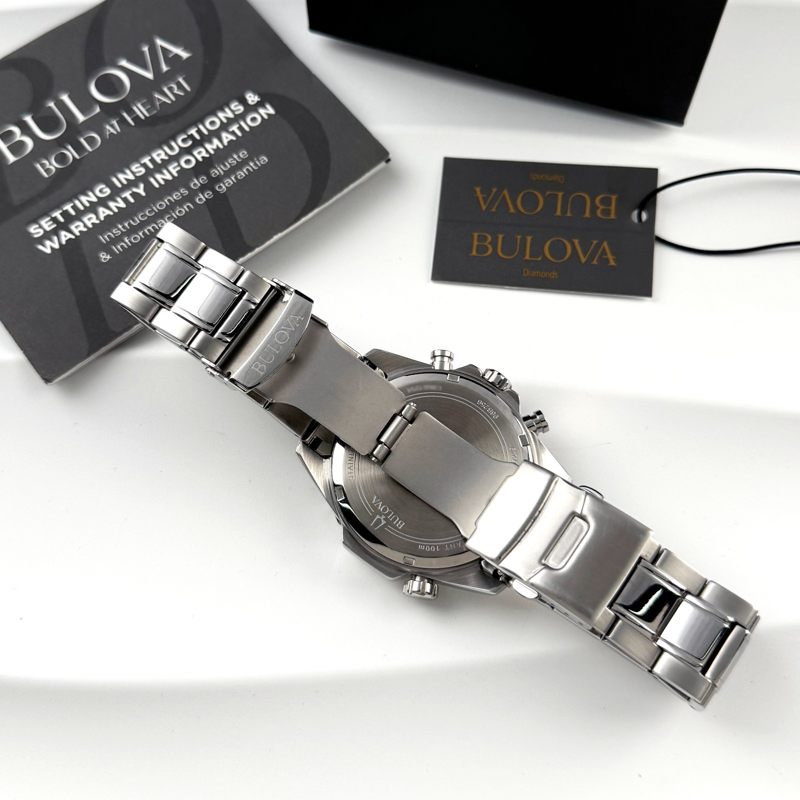 Bulova Men’s New 96B256 Marine Star Chronograph Watch Blue Dial 43mm