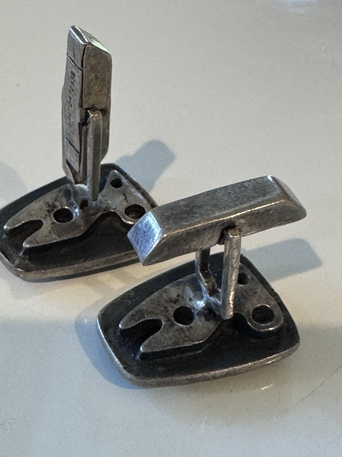 Midcentury Modernist STERLING SILVER vintage CUFFLINKS iconic image RARE.
