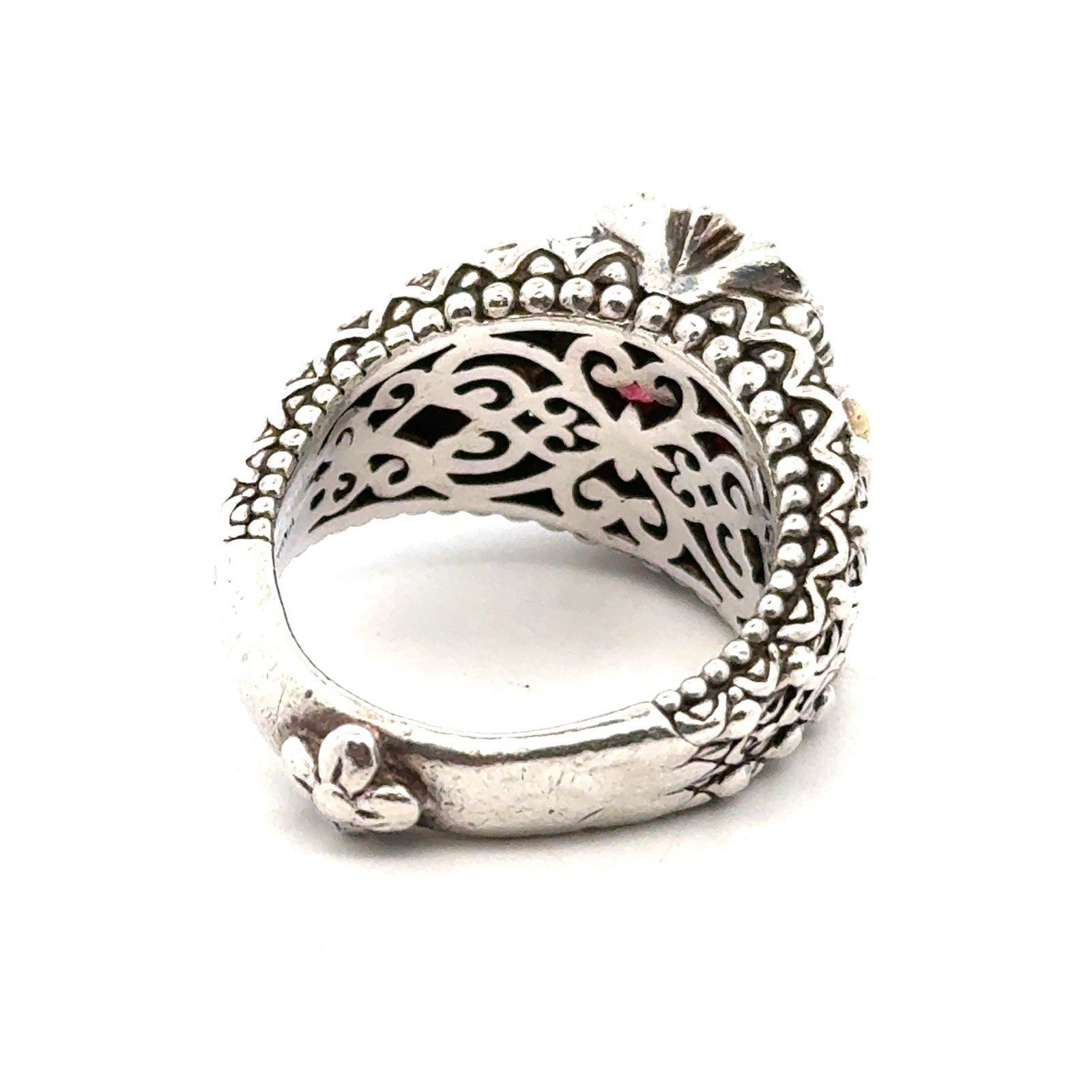 Barbara Bixby Sz. 8.5 Sterling Silver Rhodolite Garnet & 18k Gold Ring, 14.6g