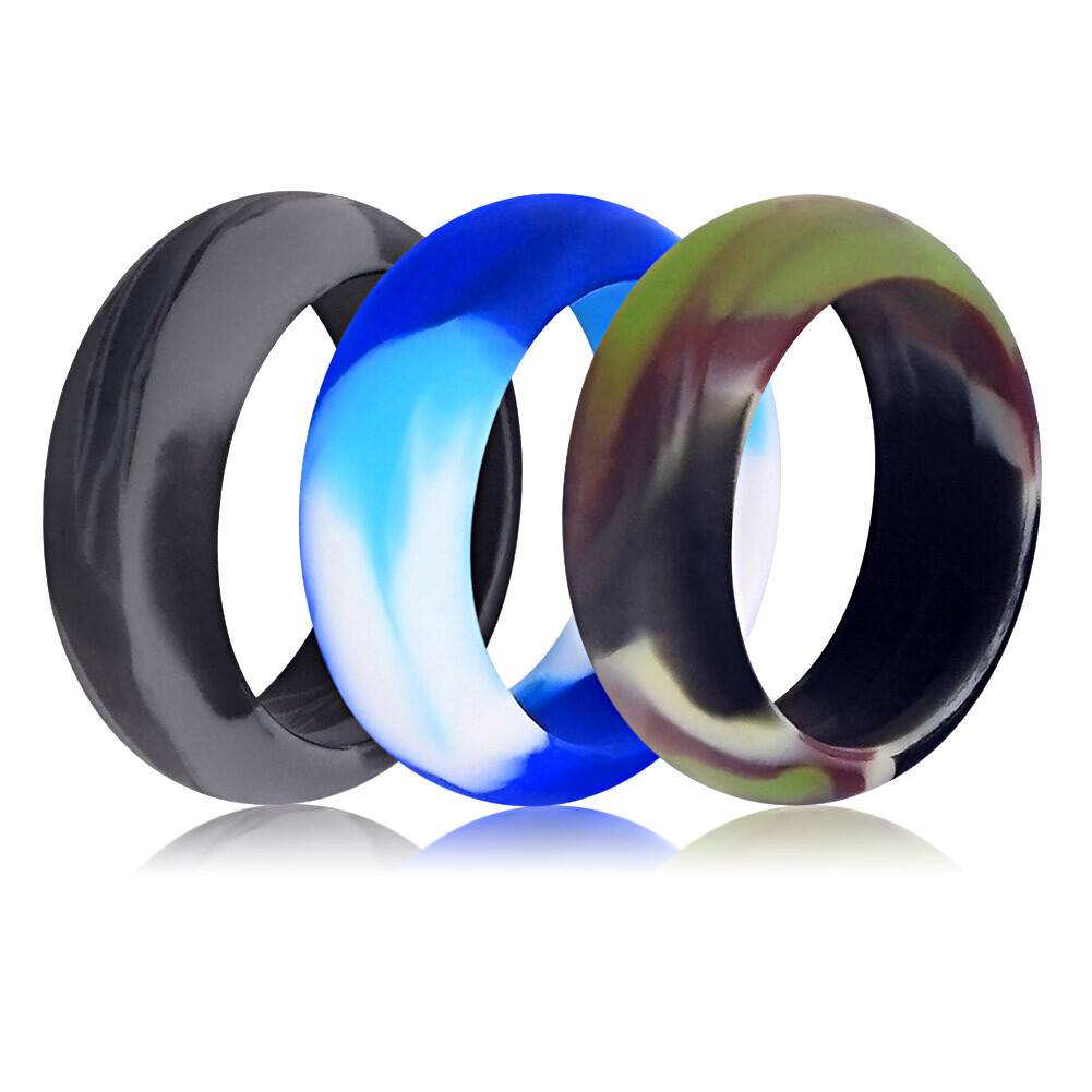 5-10pcs Silicone Wedding Rings for Men Women Breathable Rubber Engagement Band