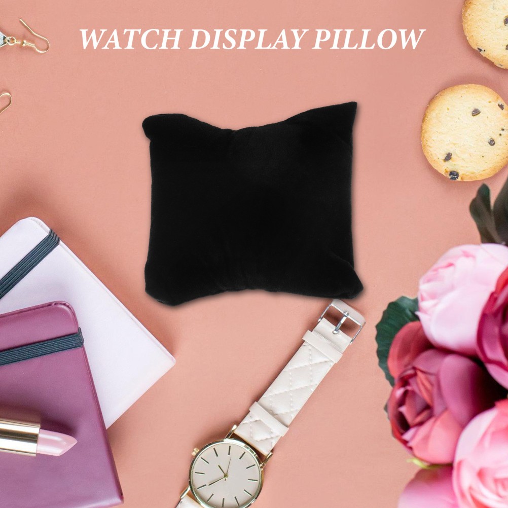 10Pcs Soft Velvet Watch Holder Pillows for Jewelry Display Black Cushions