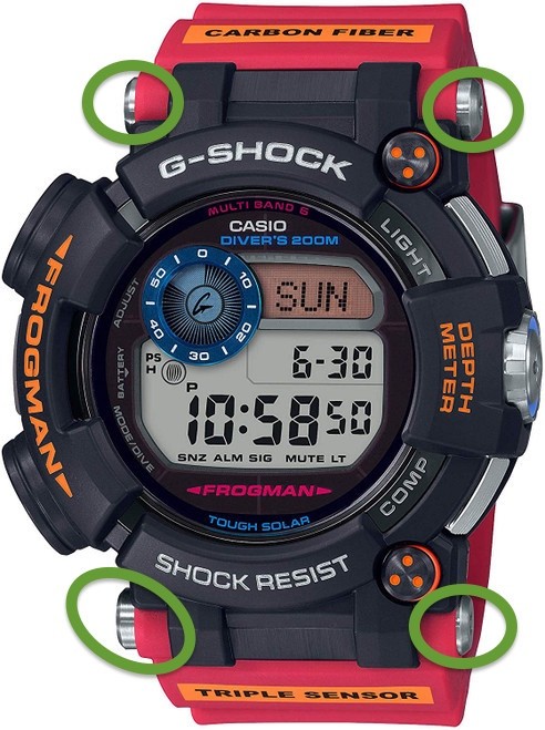G-Shock GWF-D1000 GWF-D1000ARR GWF-D1000MB band post, screw and tube set X 1