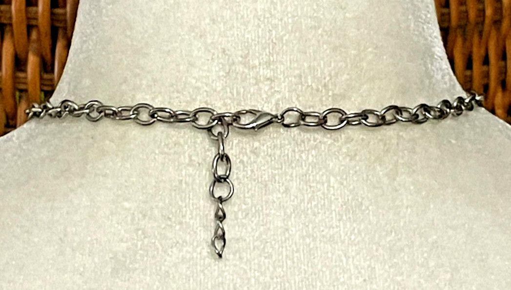 Vintage Silver Toned Turquoise and Silver Bead Pendant Necklace