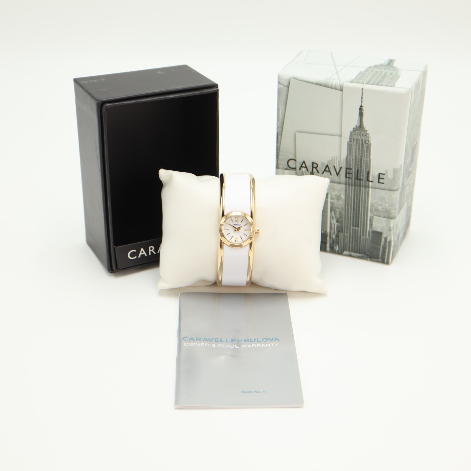 Caravelle New York White Gold Tone 20mm Petite Watch Cuff Working New in Box