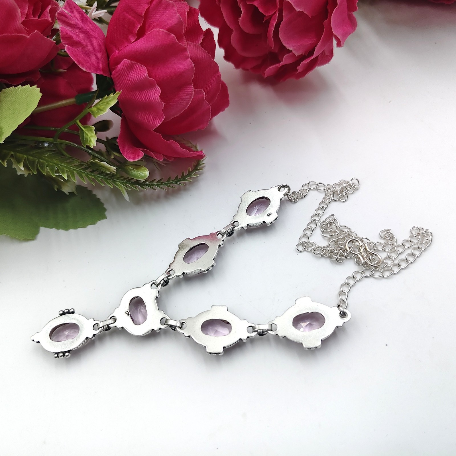 Pink Kunzite Gemstone Handmade 925 Sterling Silver Jewelry Necklace Sz-17-18″