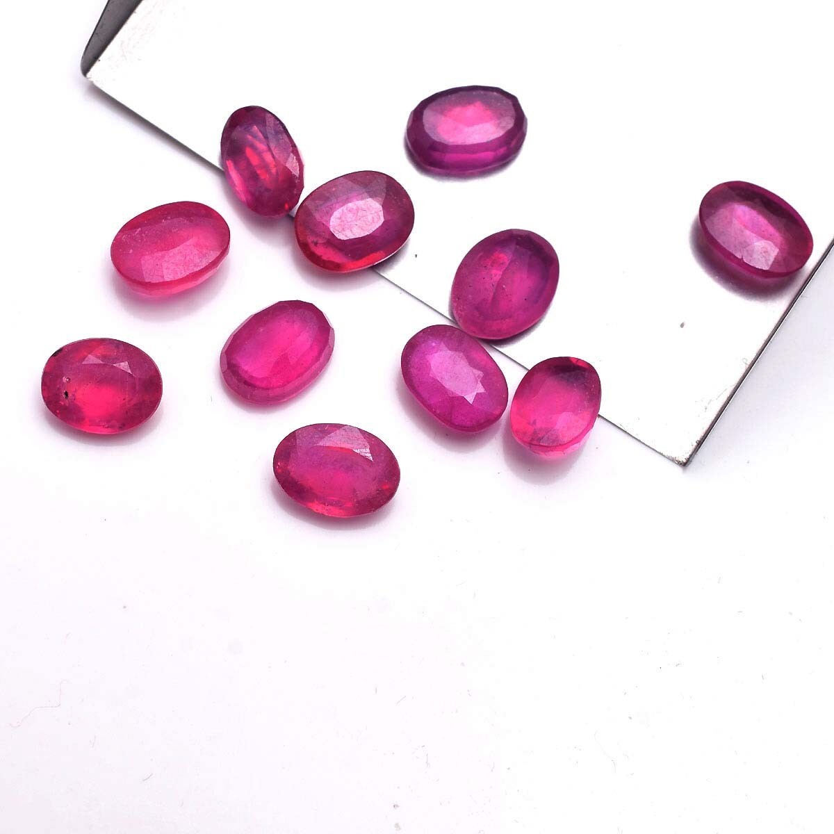 11 Pcs Natural Ruby Stunning Red 8mm-9mm Oval Faceted Cut Loose Gemstones Lot