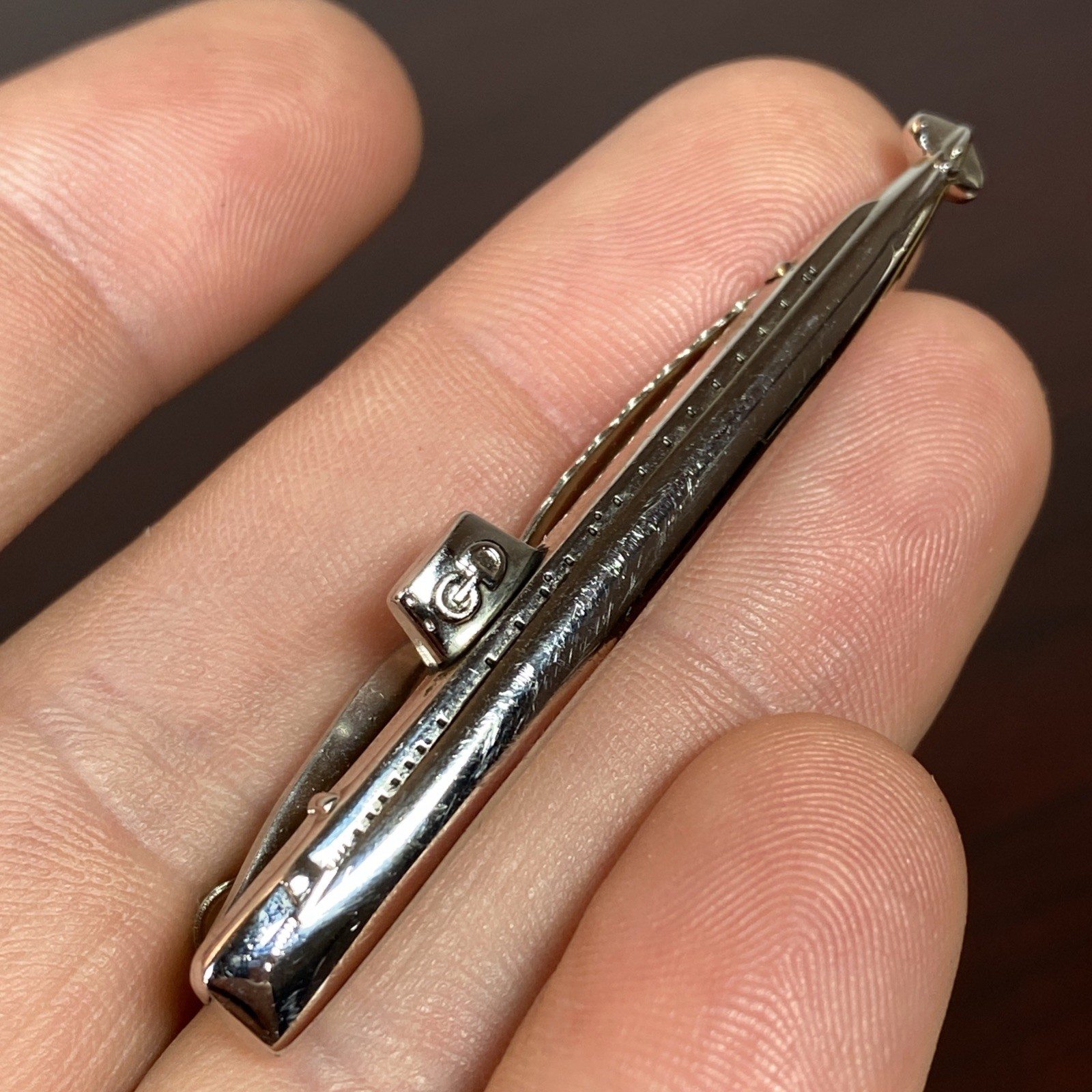 US NAVY SUBMARINE GD GENERAL DYNAMICS Silver Tone Advertising HICKOK Tie Clip