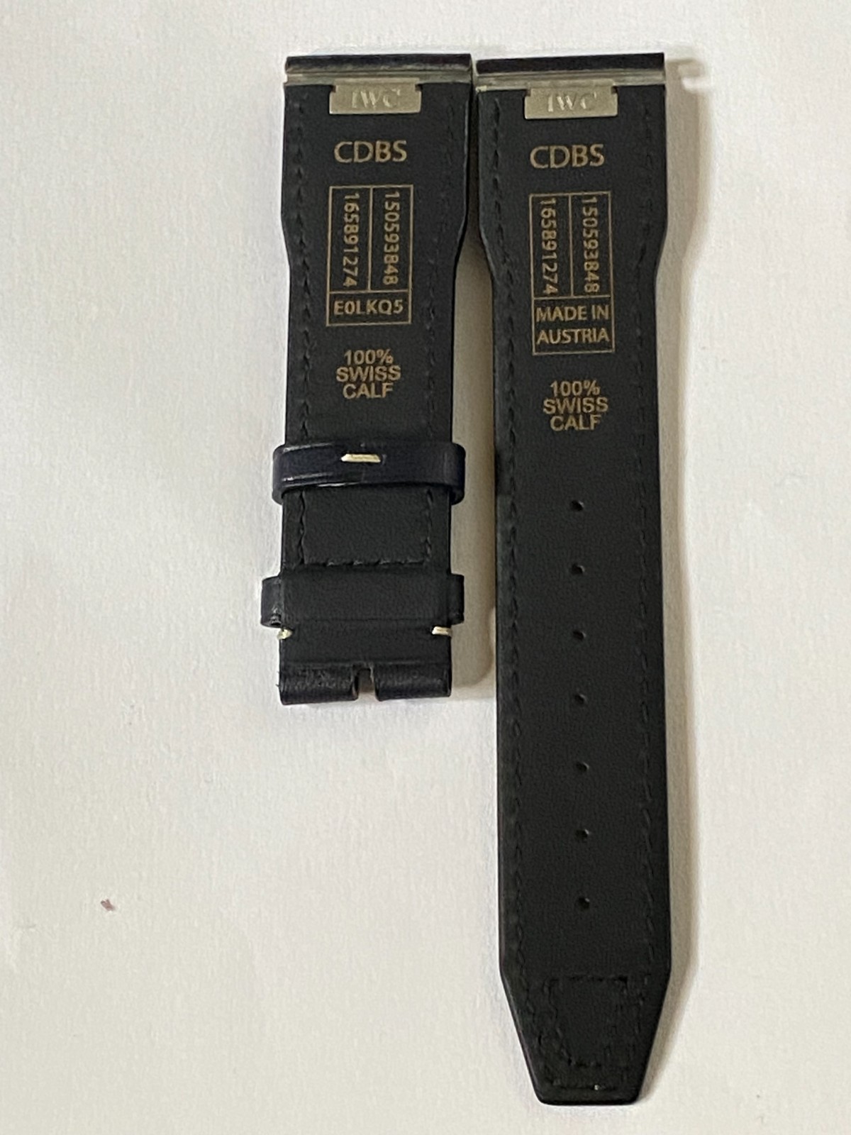 21 mm black leather easy fit strap suitable to Watches Portofino Portugieser IWC