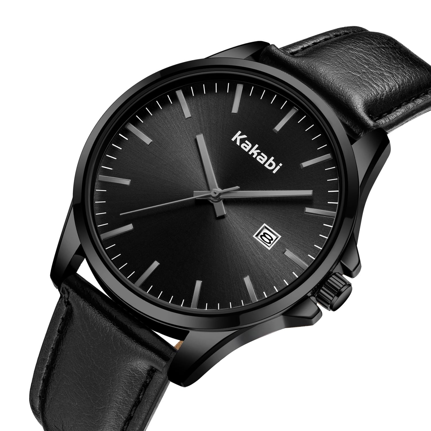 Kakabi Watches for Men, Minimalist Fashion Mens Leather K7303B-AllBlack-P
