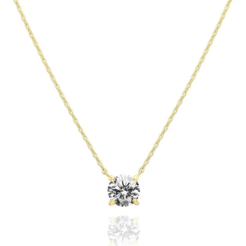 14K Gold Filled Moissanite Solitaire Necklace VVS1 D