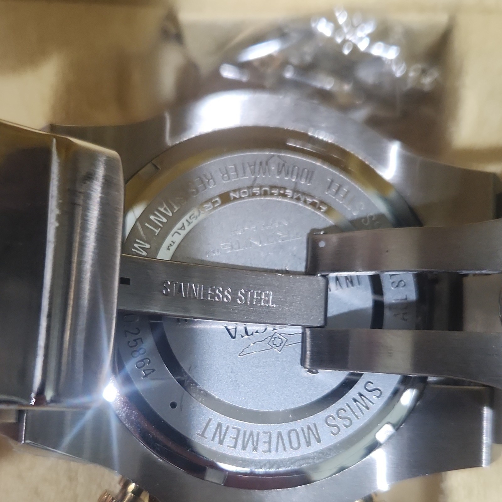 Invicta 25864 Quartz Chronograph 100m Two-Tone SS Bracelet Date Box
