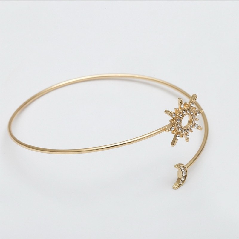 Elegant Rhinestones Armband Simple Metal Zircon Sparkling Moon Bracelet