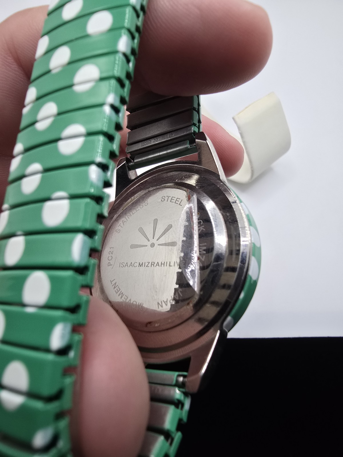 Isaac Mizrahi Live! Women’s Quartz Analog Polka Dot Green Dial Silver Bracelet