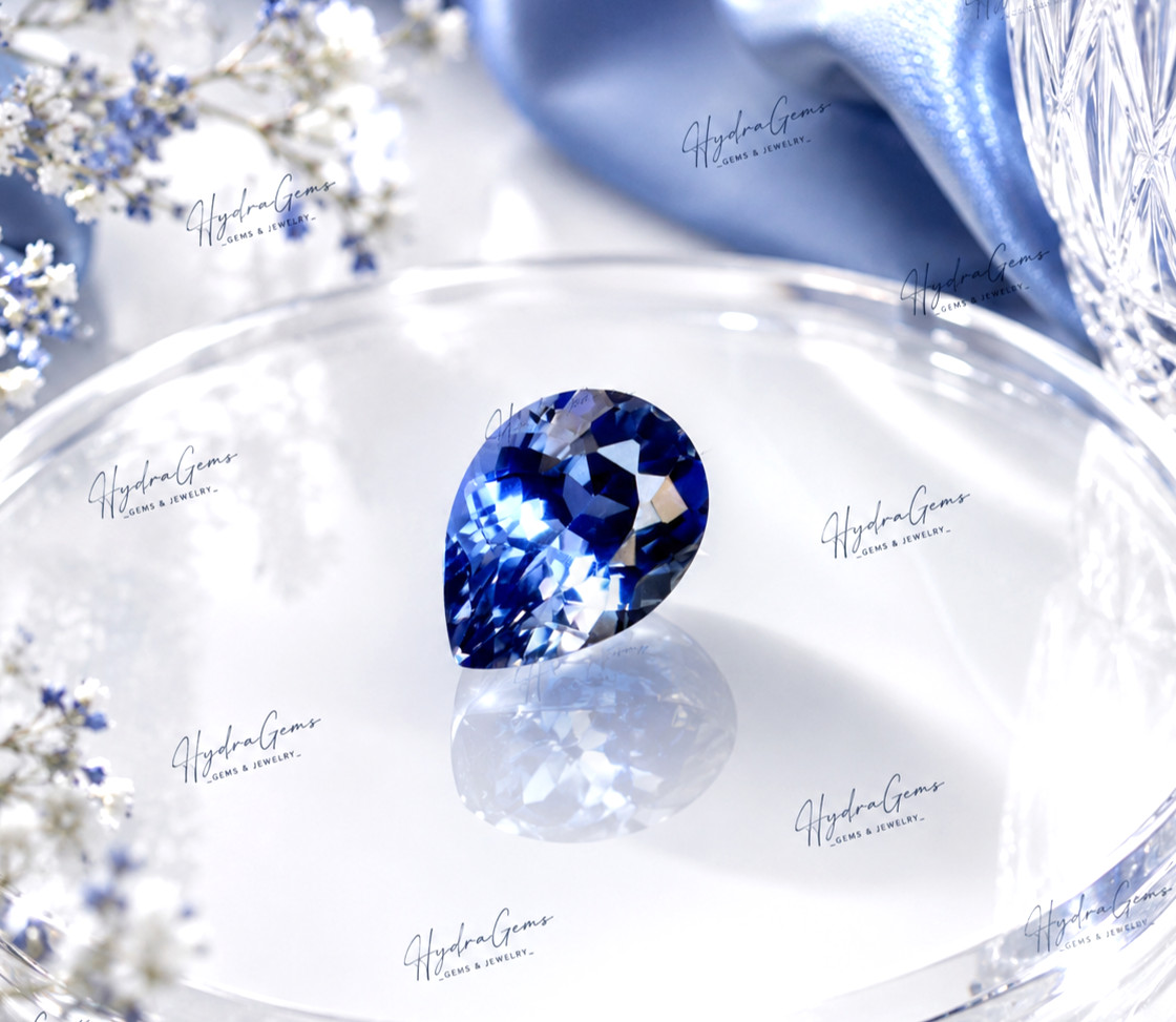 5.85Ct Natural Ceylon Blue Sapphire Pear Cut Cornflower Certified Loose Gemstone