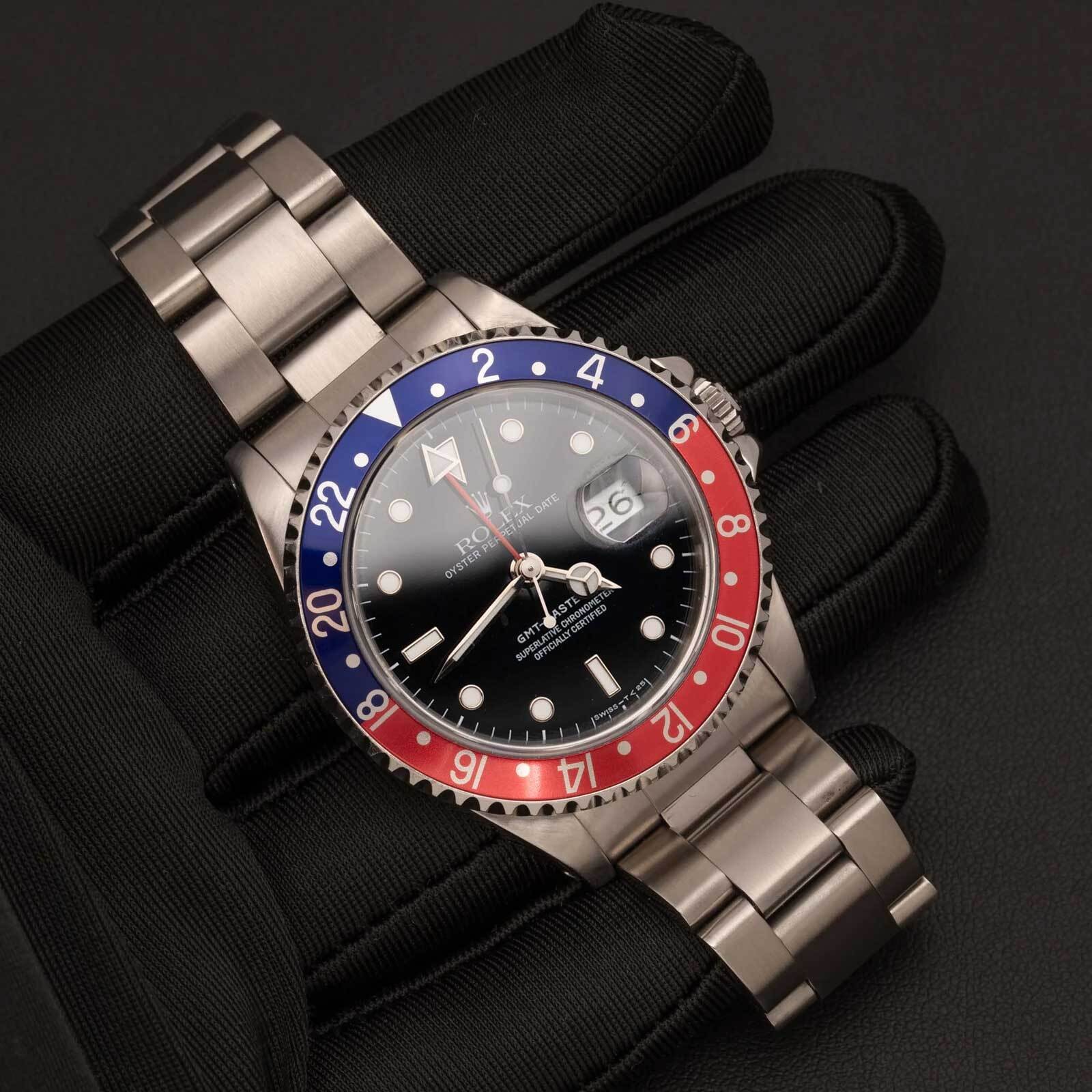 Rolex GMT-Master II Watch 40mm “Pepsi ” 16710 Black Dial
