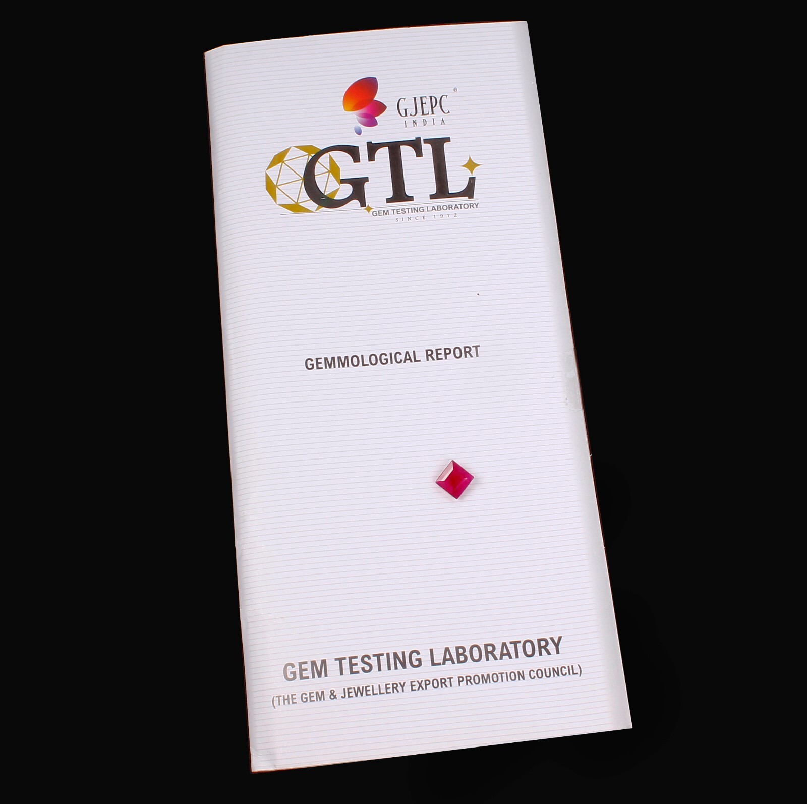 GTL Certified 3.66 Cts Dyed Red Corundum Square Cut Loose Gemstone for Ring