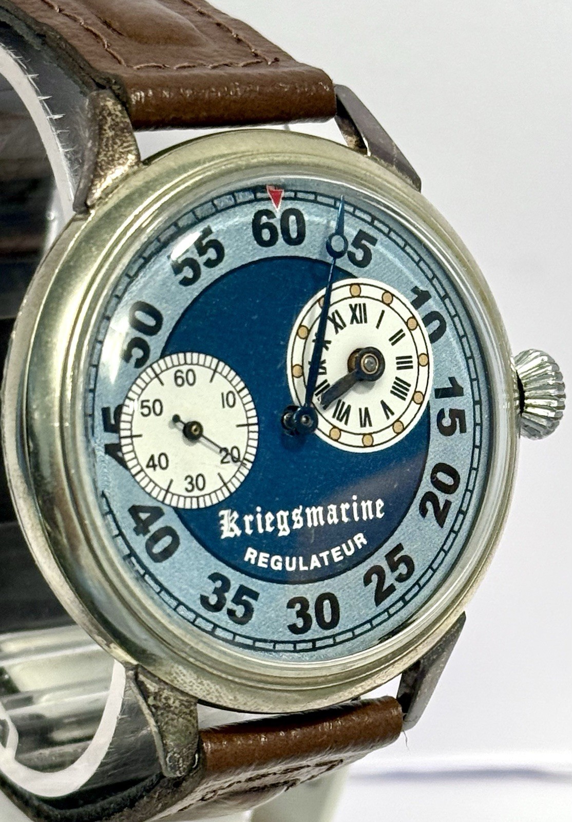 Vintage TRI-Time Regulator Blue/Silvertn Custom MARRIAGE Mechanical Manual Watch