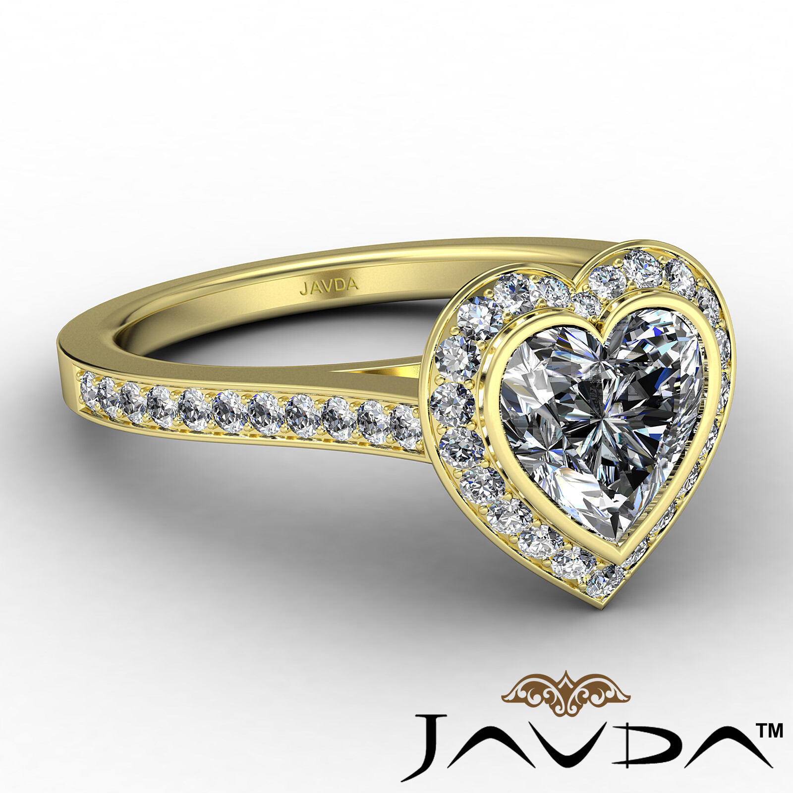 Halo Bezel Set Heart Diamond Engagement Ring GIA I Color & VS2 clarity 1.47 ctw
