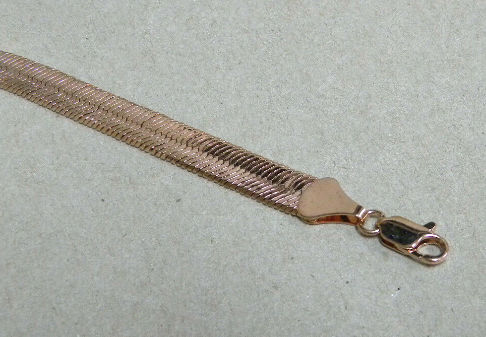 Men’s Lady 30in Long Rose Pink Gold Plated Herringbone Necklace Chain 9mm Wide