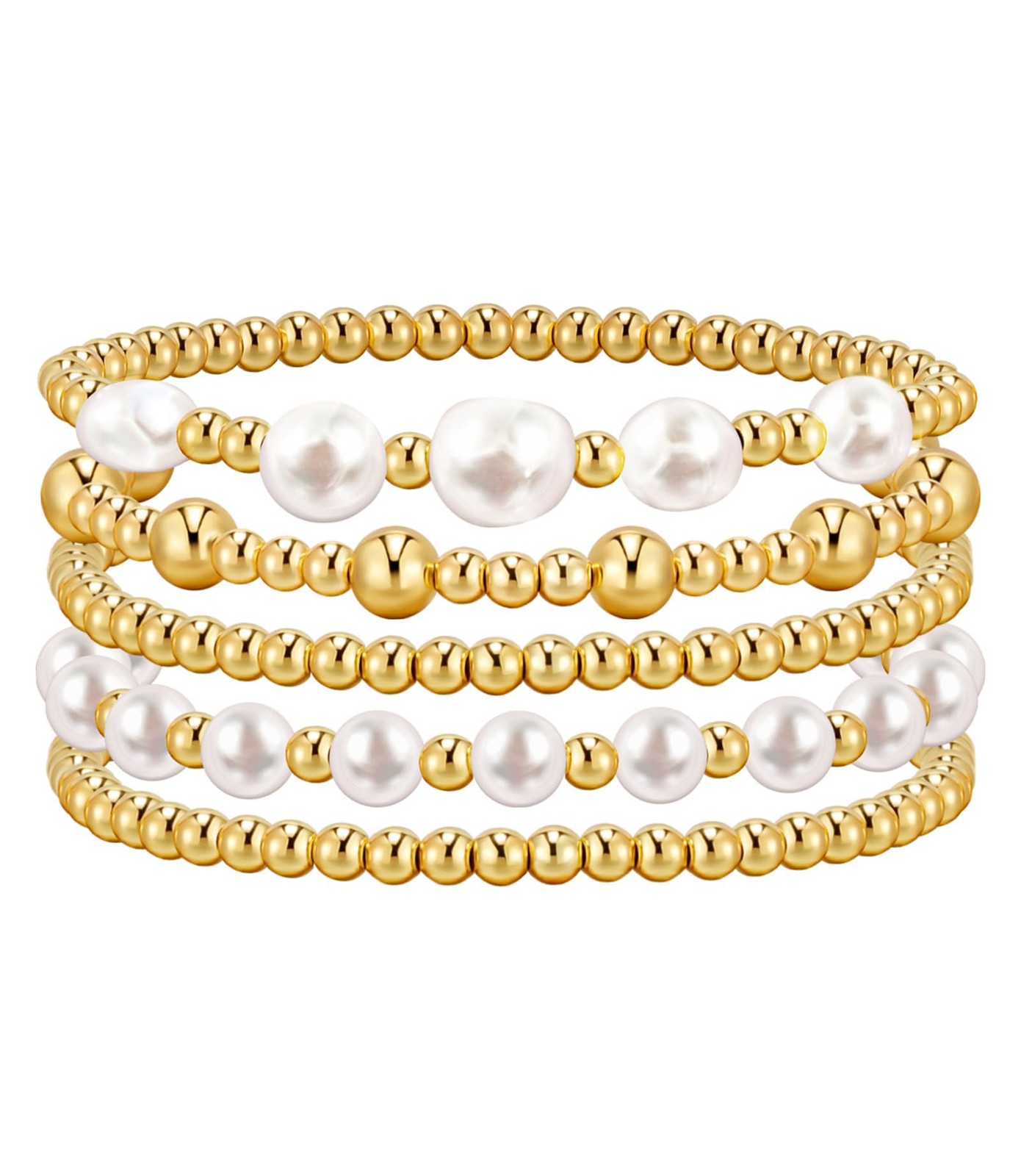 Silver Bracelets For Women Trendy Cute Pearl Beaded Gold Bracelet Stack Set E…
