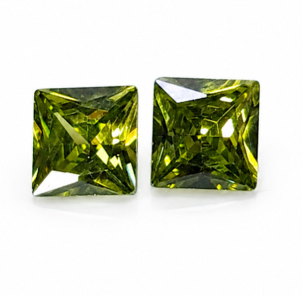 Certified Natural Green Sapphire Square Shape 5x5MM Loose Gemstone Pair