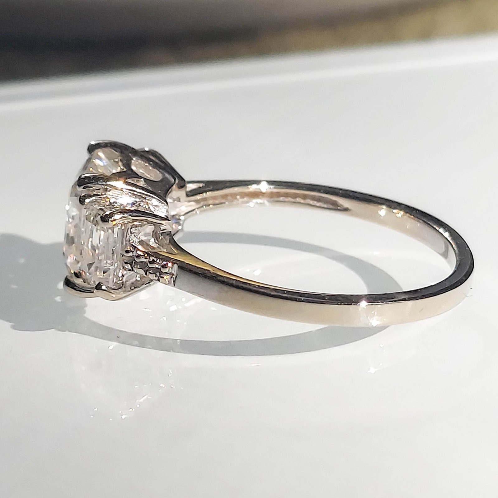 Estate ring ,10k gold ,3 carat certified Moissanite ring. Size 7.25