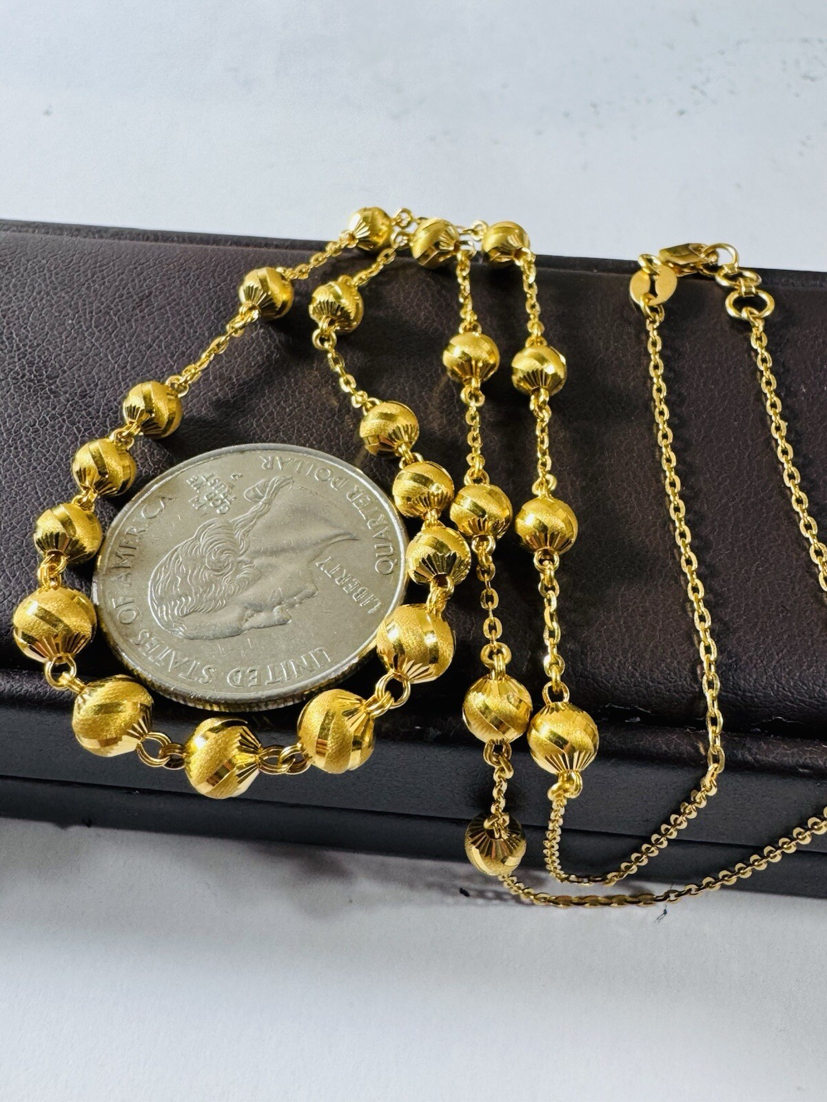 Women’s 22K 916 Yellow Real Gold Balls Beads Chain Necklace 20 Inch 11.93g