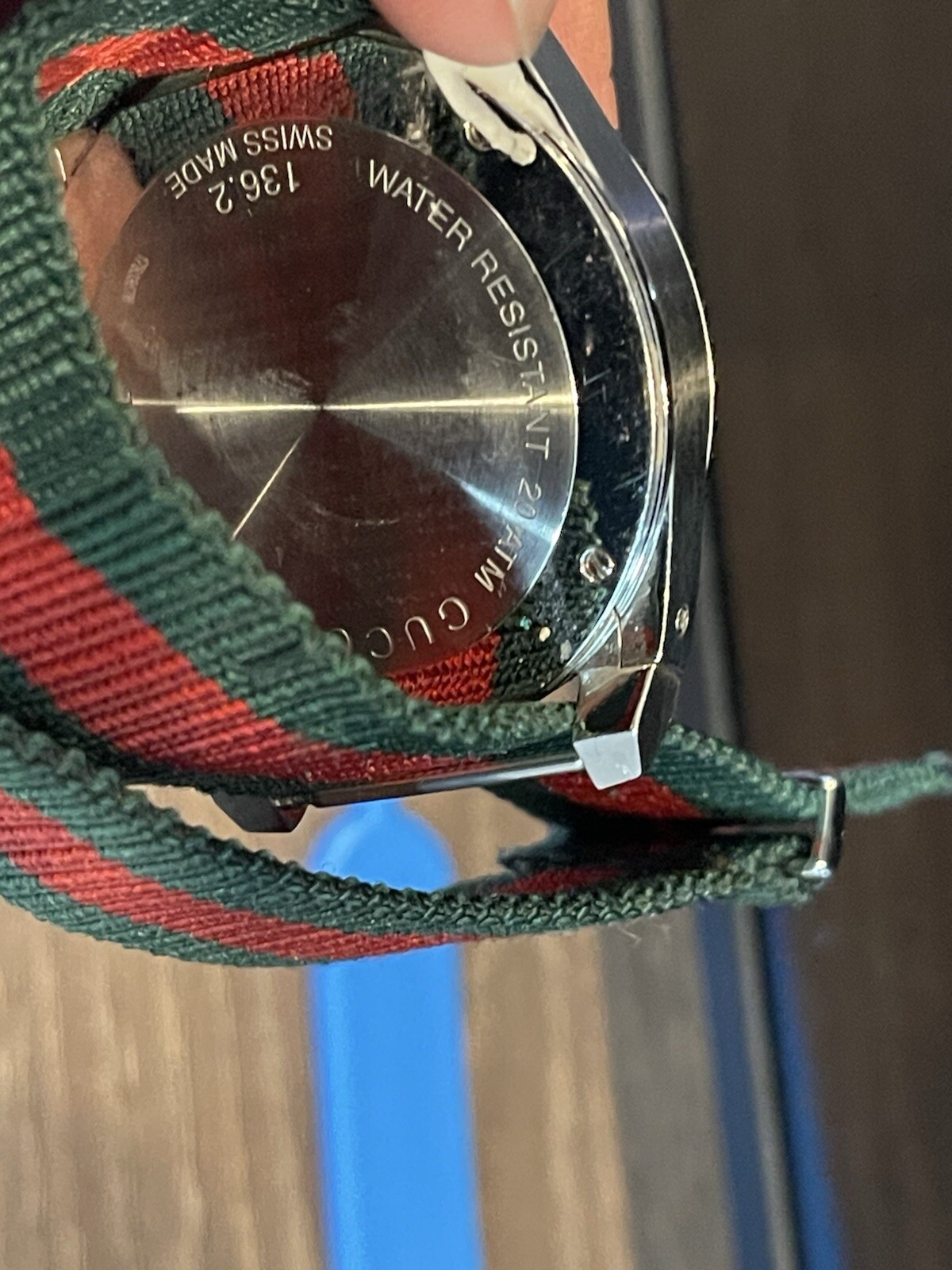 GUCCI Dive 45MM Black Matte Dial Green Red Web Nylon Watch YA136209A
