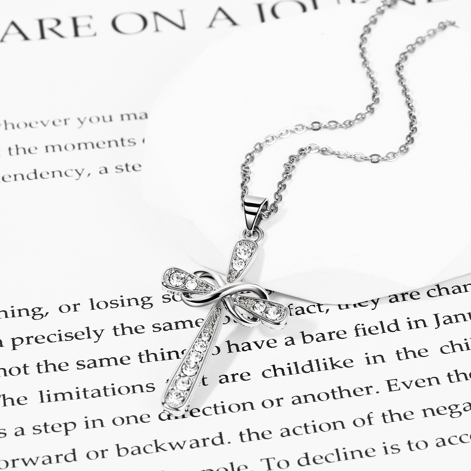 Women’s Infinity Love Cross Cubic Zirconia Stainless Steel Pendant Necklace Gift