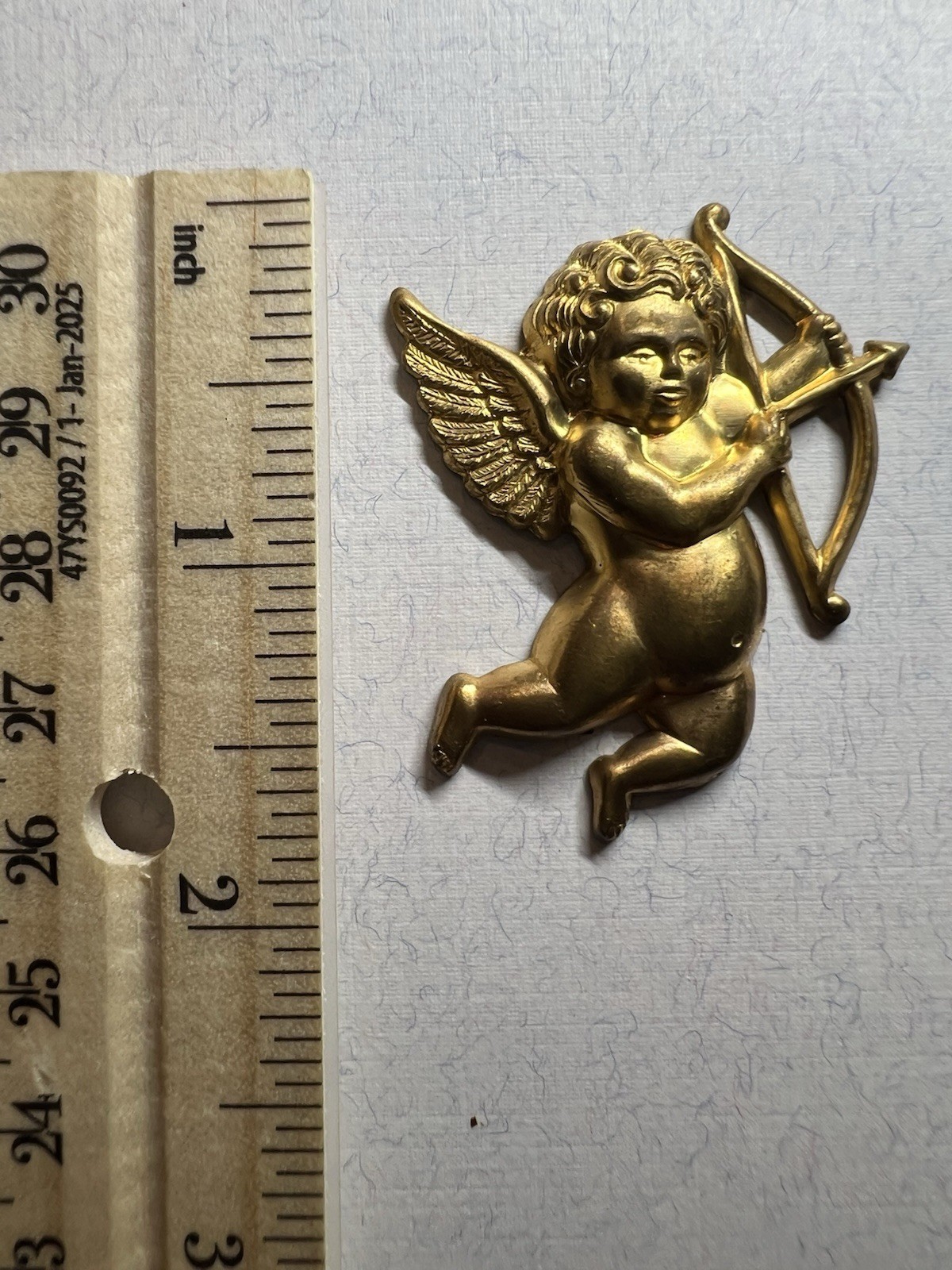 VINTAGE CUPID RAW BRASS STAMPING FROM FAMOUS MAKER FOR JEWELRY/CRAFT/DECOR NOS
