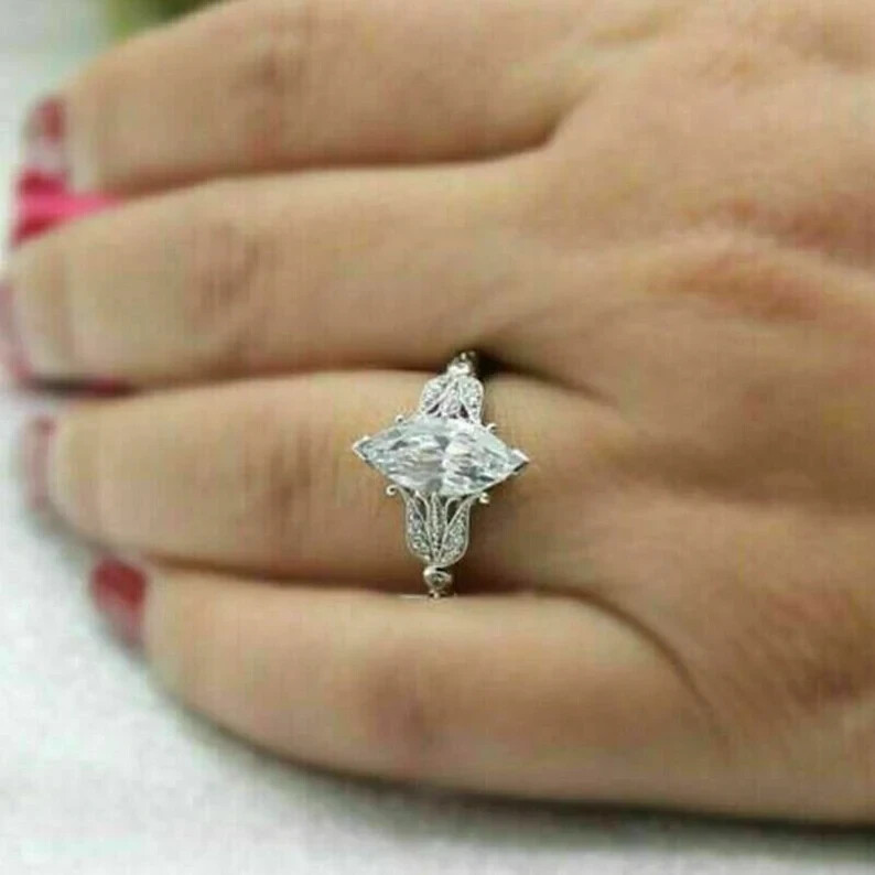 Christmas Gifts Ring 2.12Ct Geometric Vintage Style Women Ring 925 Silver Plated