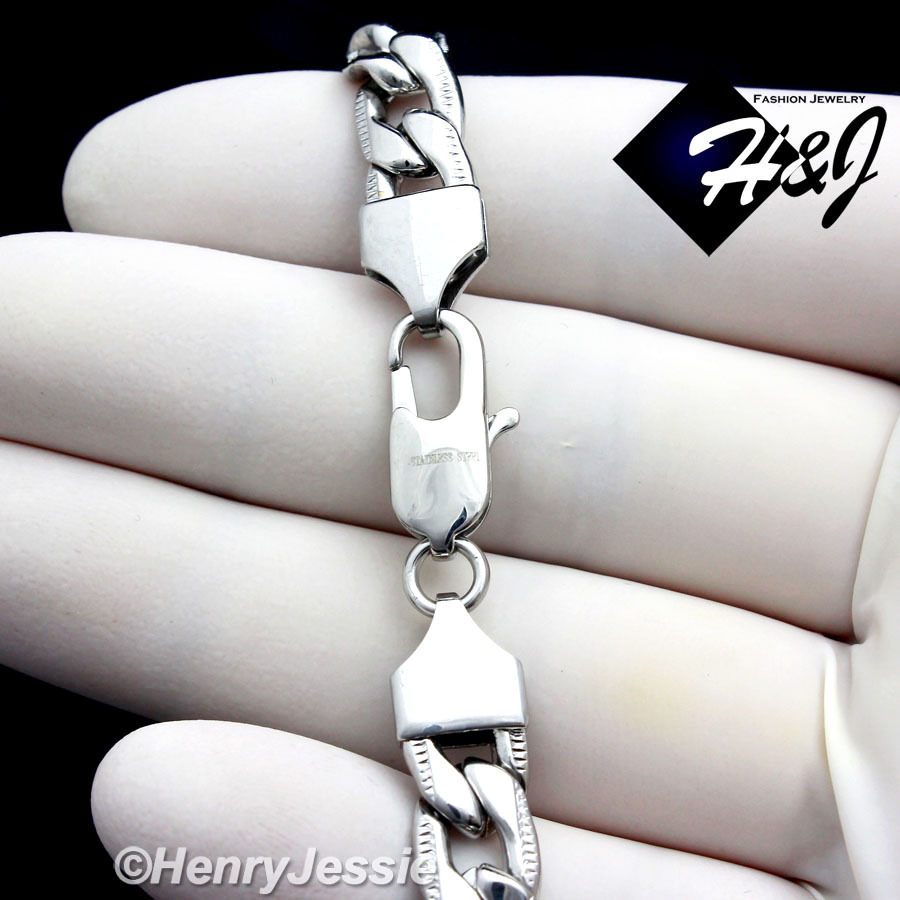 18-40″Stainless Steel 8mm Silver Diamond Cut Cuban Curb Chain Necklace Bracelet