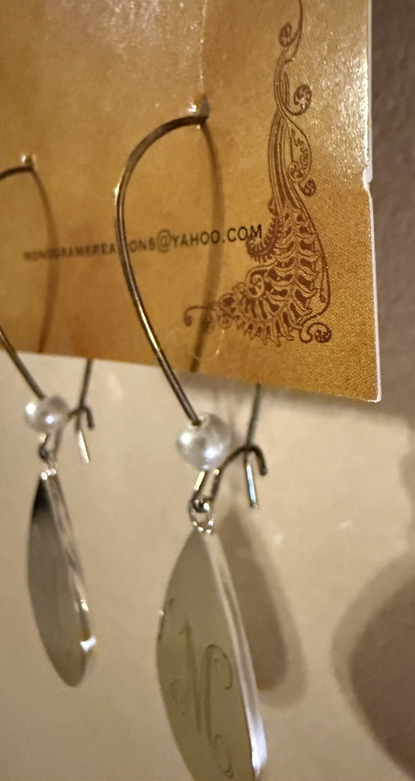Ladies Monogrammed Earrings “M”