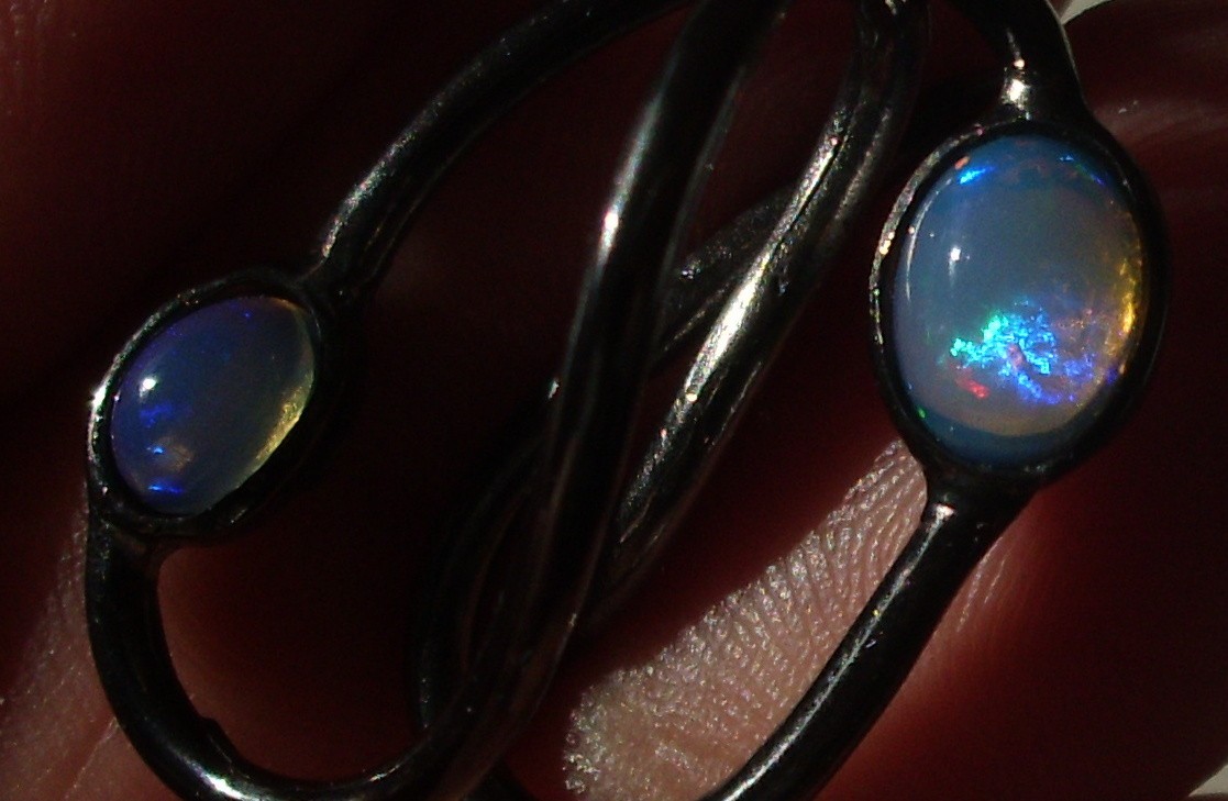 CeS Intertwined Fire Opal Ring from Mexico, Mexican Opal