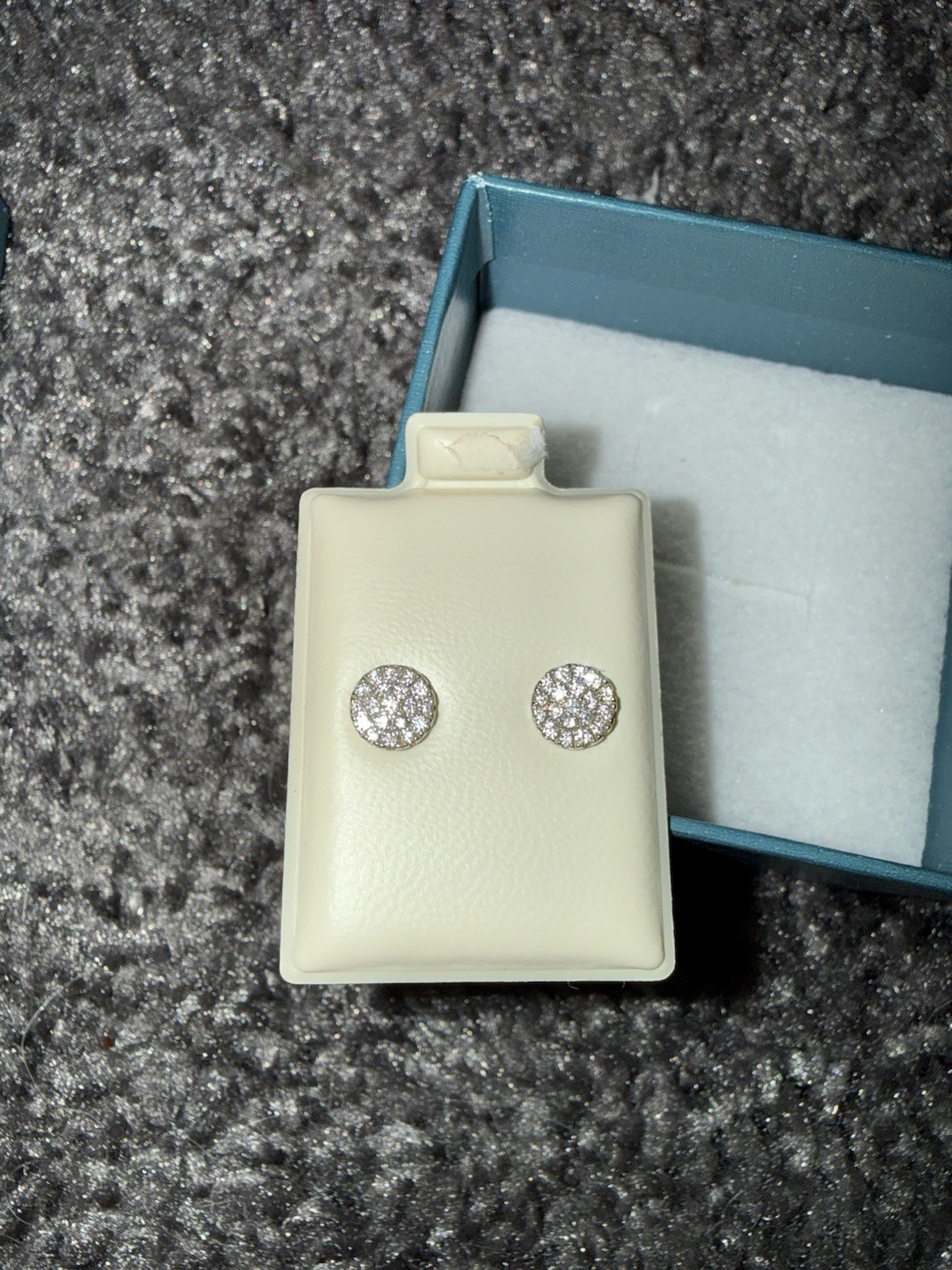 gabriel&co 14K White Gold Round Cluster Diamond Stud Earrings