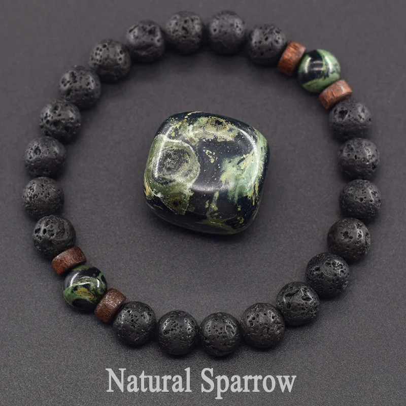 Beaded Stone Bracelet Tiger Eye Lava Round Elastic Rope Adjustable Jewelry