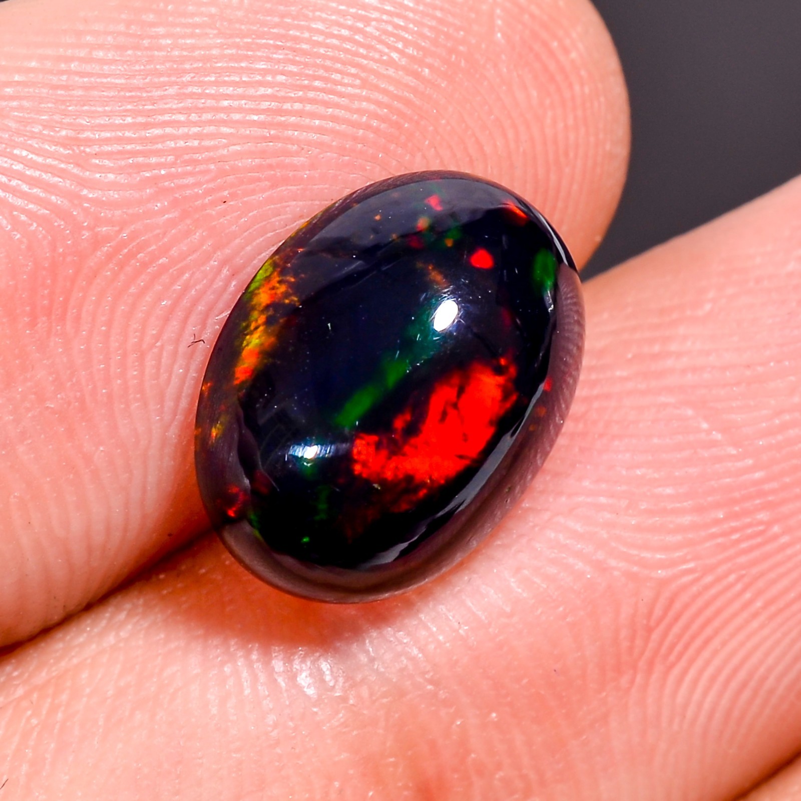 2.75 Ct Natural Black Ethiopian Opal Oval Shape Cabochon Loose Gemstone 12X9X5mm