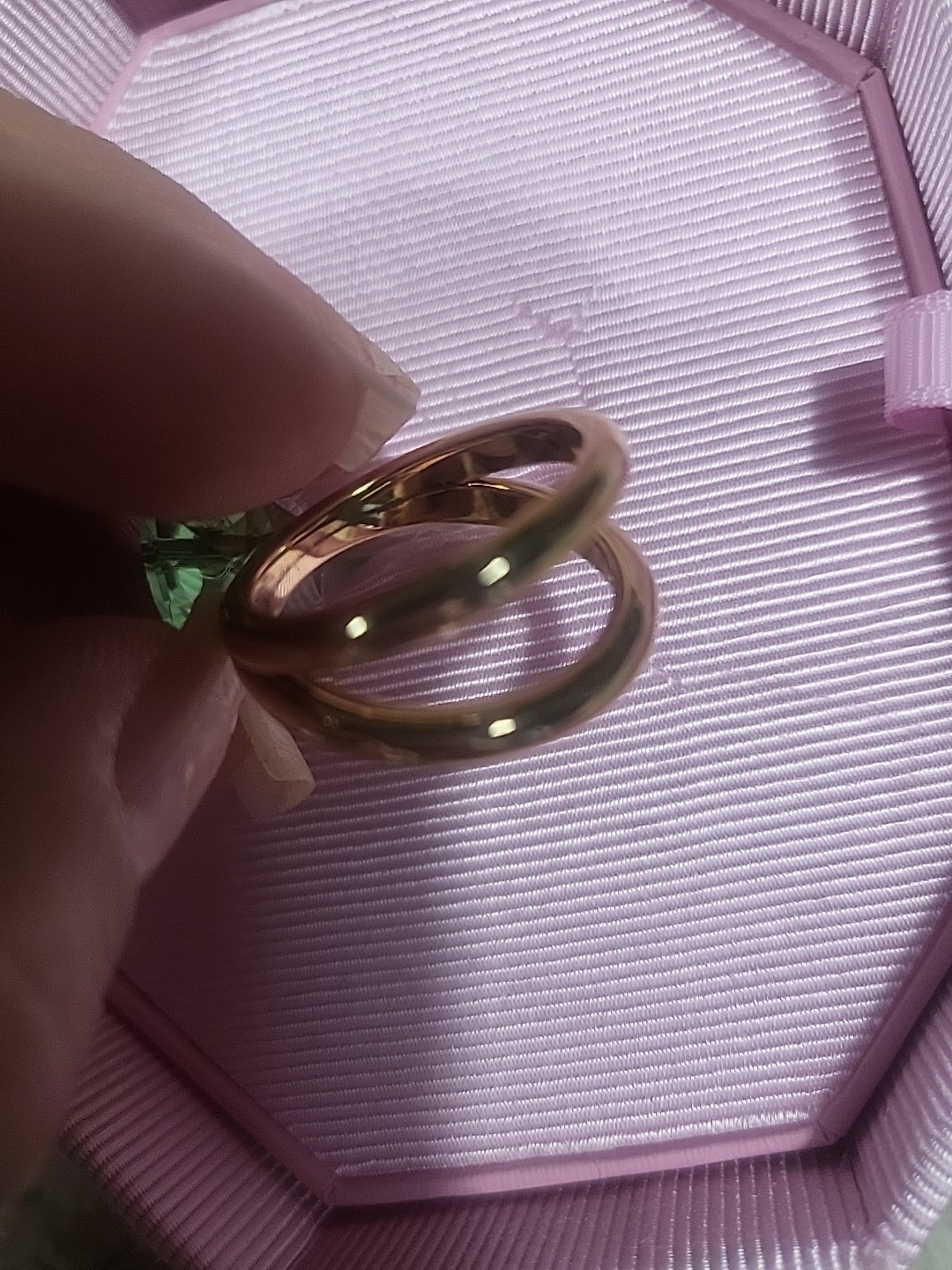 NEW IN BOX Swarovski Numina ring, Pear cut, Green, Gold-tone plated SIZE 58