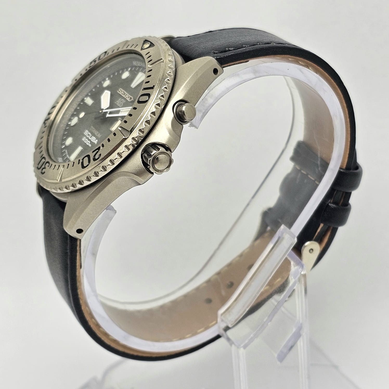 SEIKO AGS TITANIUM 5M43-0B70 KINETIC SCUBA DIVER DAY/DATE VINTAGE MEN’S WATCH