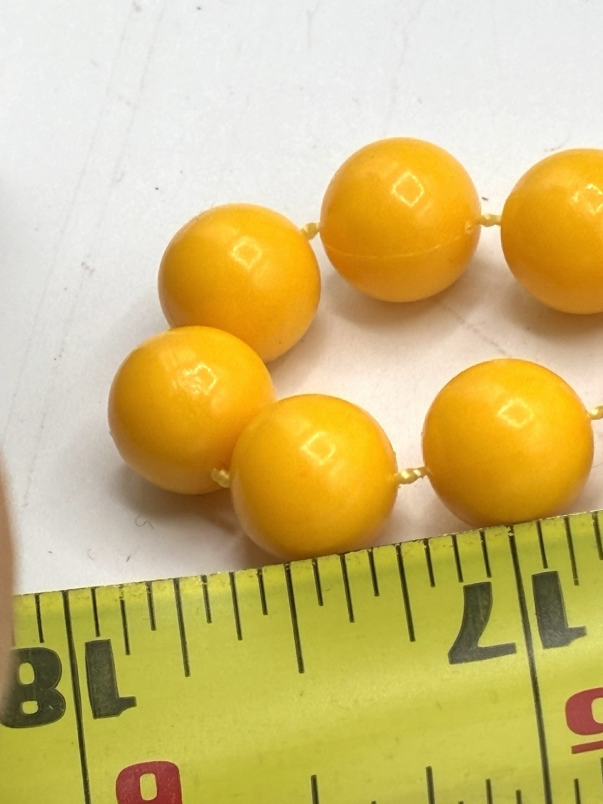 Vintage Mustard Yellow Bead Necklace 36 Inch Continuous Strand