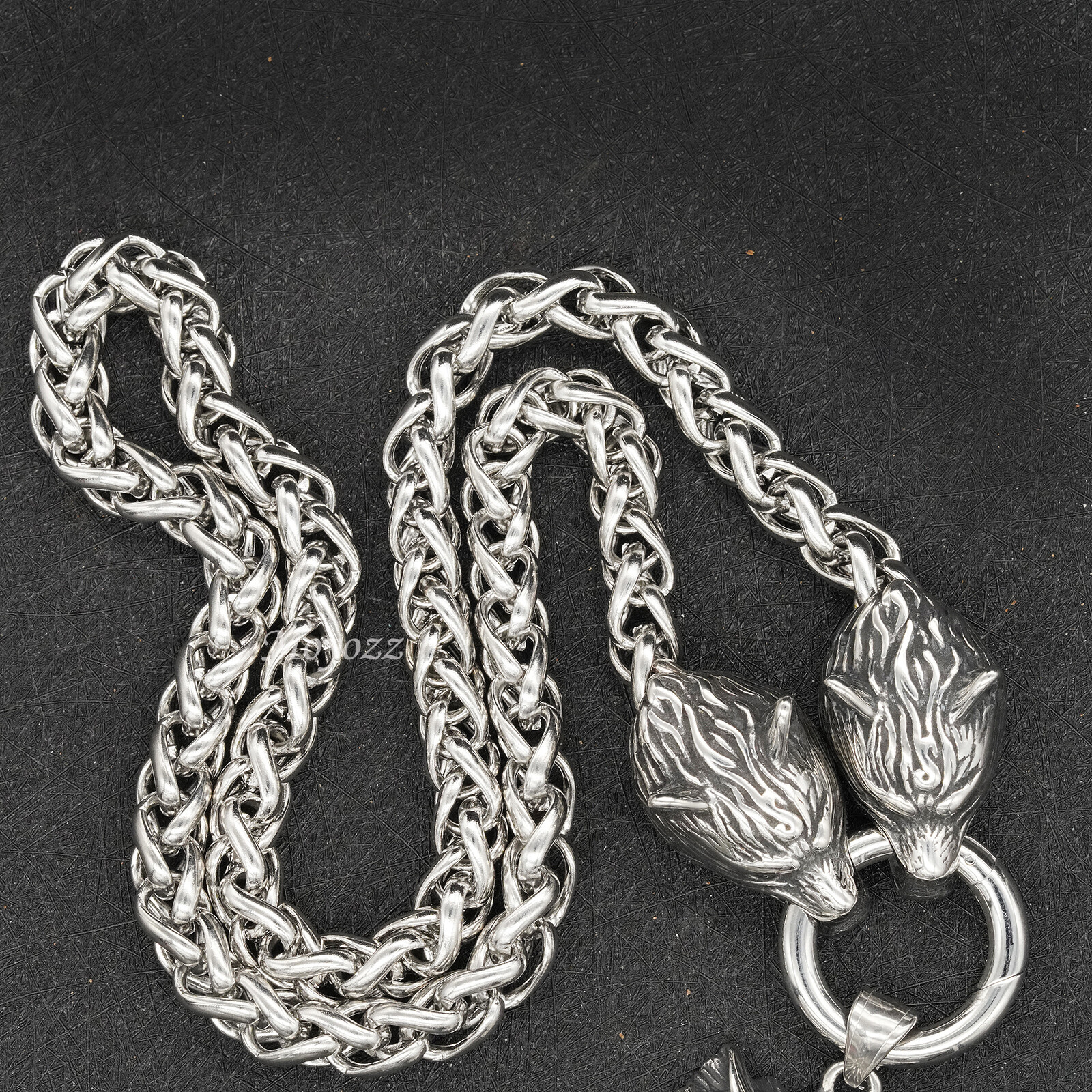 Mens 20 Inch Stainless Steel Viking Wolf Head Pendant Necklace Heavy Men 28 Inch