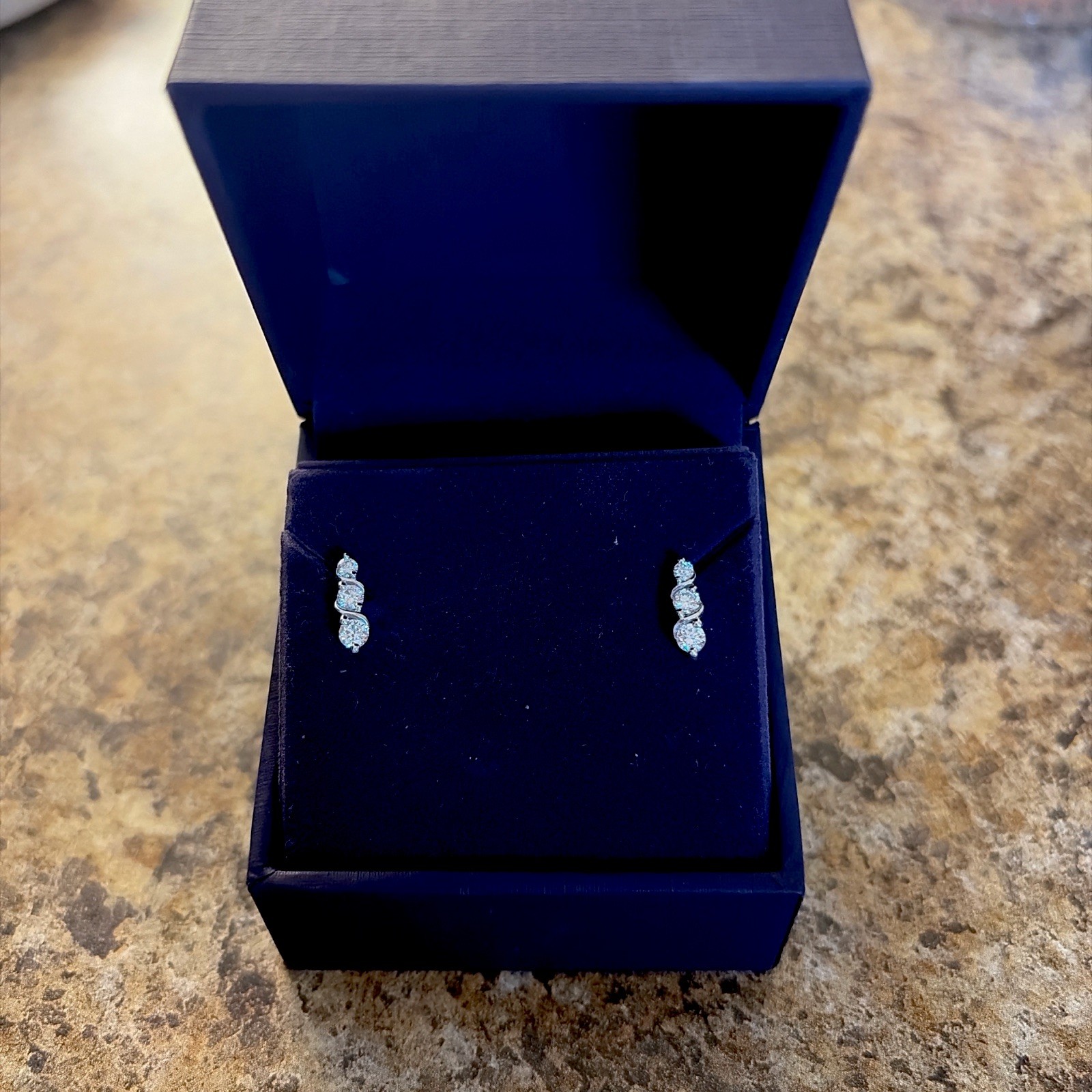 Zales 1/2 CT 14k Diamond Graduated Trio Swirl Drop Earrings in Sterling Silver