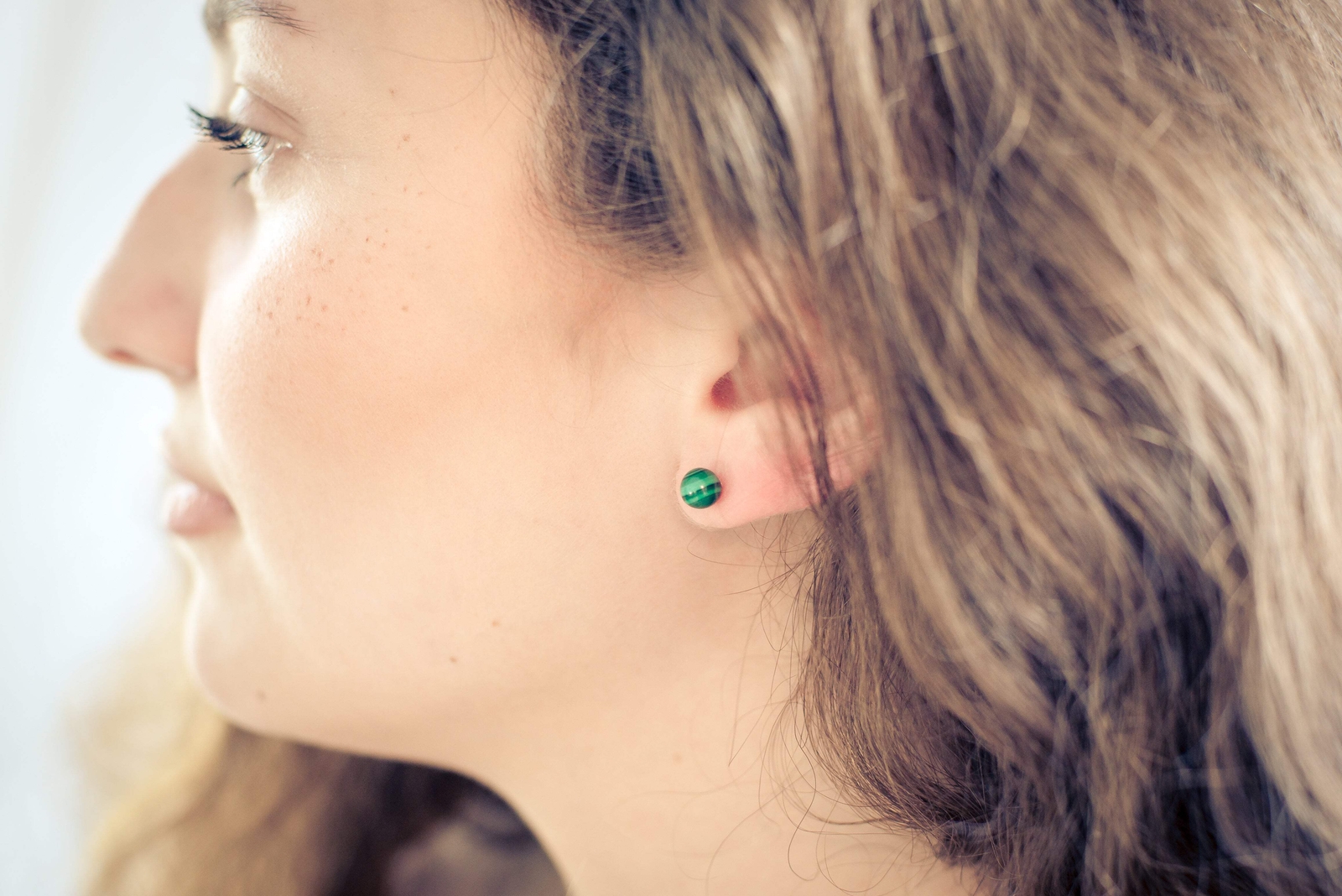 Malachite, Green Stud 6mm Ball Gemstone Earrings 925 Silver | Jewellery
