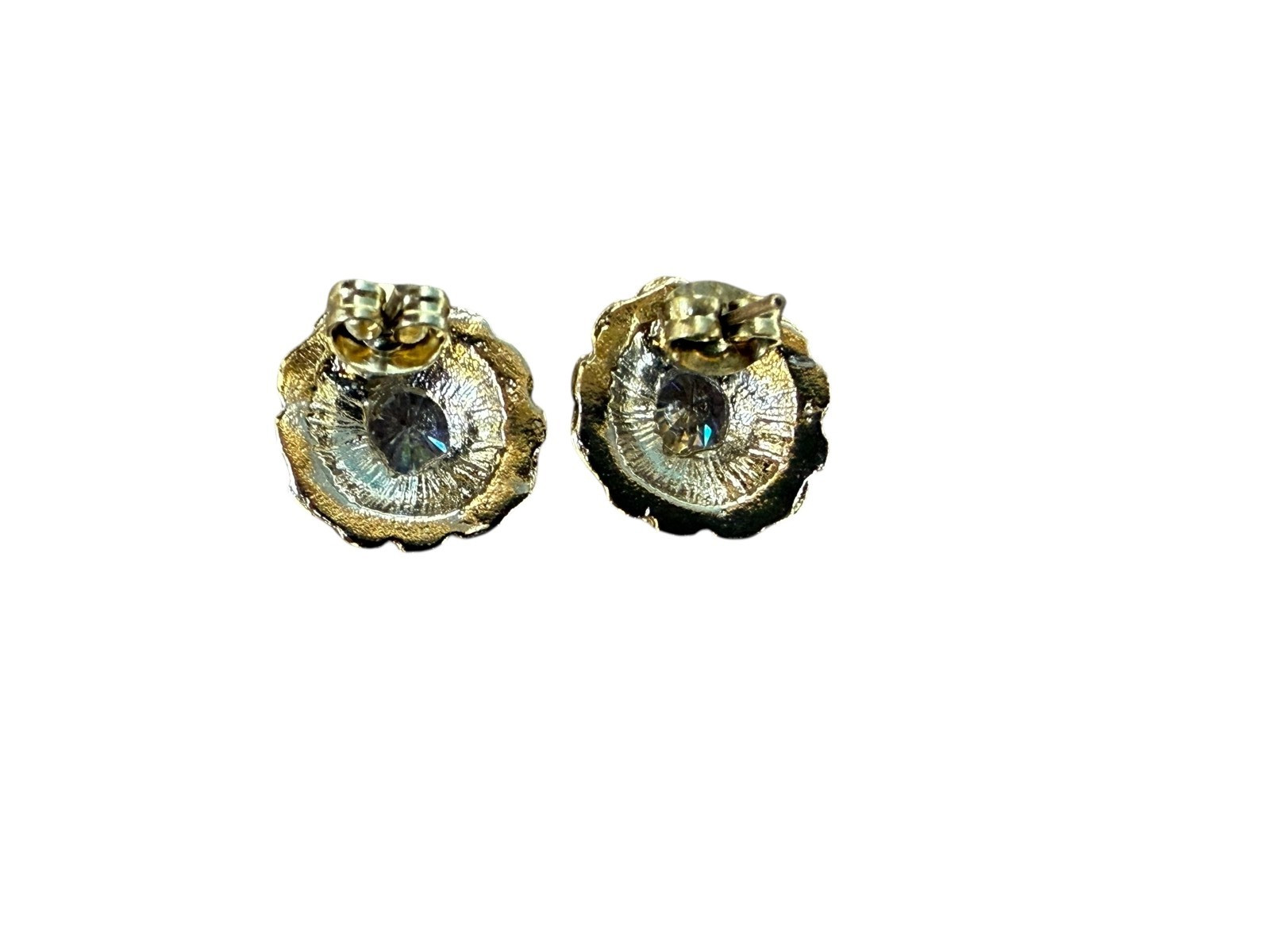 Yellow Gold Nugget GOLD plated Nugget Design 1 Stones EARRING